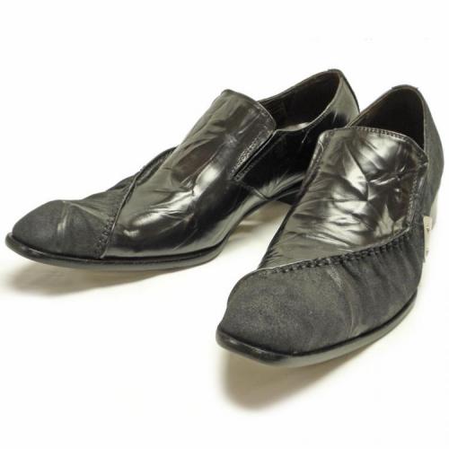 Fiesso Black Genuine Leather / Suede Loafer Shoes FI6436